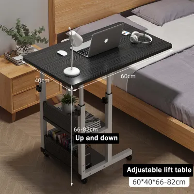 Mobile Bedside Table Lifting Table Bedside Desk Mobile Rolling Laptop Overbed Table 90° Adjustable Folding with Wheels Sofa Side Table Office Bedside Table Small Rolling Computer Table