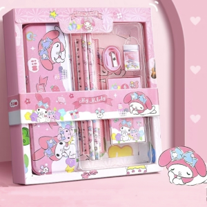 【Melody】Pencil Case Set Stationery Gift Box Set Primary School Supplies Pencil Ruler Sharpener Crayon Pencil Case Gift #BK0195#
