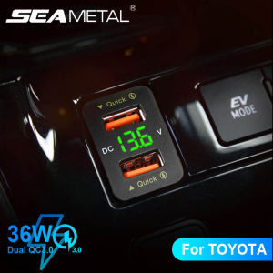 Dual QC3.0 USB Port Car Charger for Toyota 36W Quick Charge DC12V-24V Power Adapter Charging Socket LED Voltmeter