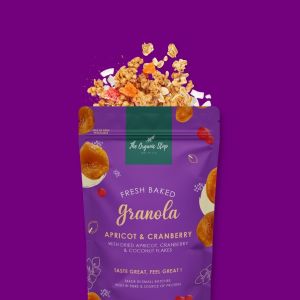 TheOrganicStop Apricot & Cranberry Granola Sereal Makanan Sarapan Sehat 75gr
