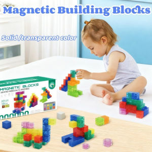Vixplorn Magnetic Building Blocks Transparent Geometric Square Educational Toy Gift Assembling Puzzle Cube