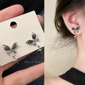 Anting Rama-Rama🖤甜酷黑色蝴蝶流苏耳环 Black Butterfly Tassel Earrings 轻奢小众独特设计精致高级感气质百搭 Trendy Fashion Jewelry