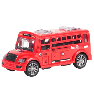 School Bus Toy Service Vehicle Toy Simulation School Bus Pull Back Car For Kids Pretend Play Toy Door Opening Baby Bus