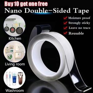 【Local delivery】1/3/5M Nano Double Sided Tape Strong Viscosity Waterproof Reusable Multifunction Sticky Tapes