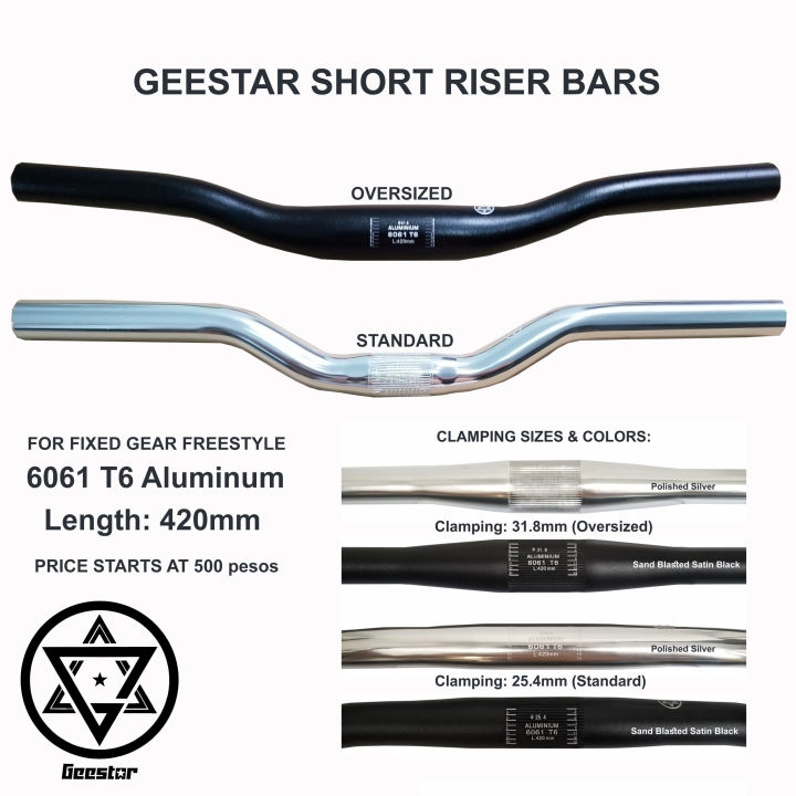 Geestar Bike Handlebar Short Riser Bar 420mm Standard 25.4