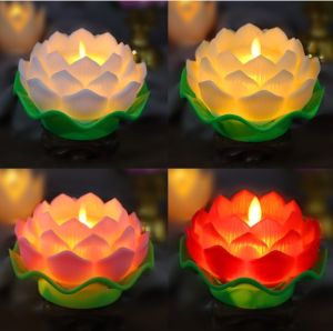 🔥 Fast delivery🔥寺庙佛前莲花灯 Lotus lamp in front of the Temple Buddha tribute LED electronic candle lamp simulation lotus lamp