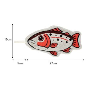 SPDD Thickened Fishing Hand Towel Absorbent Hanging Fish Shaped Towel Durable Coral Fleece Lure Fishing Wipe Cloth OutdoorKitchen Etc