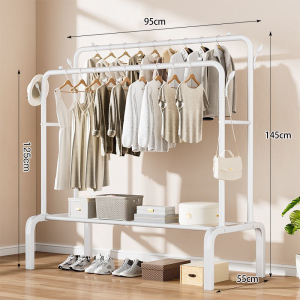 LG Rak Gantungan Baju Gantungan Baju Berdiri Besi Kuat Gantungan Baju Estetik 115x55x145cm