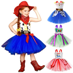 Toy Story Woody Tutu Girls Jessie Dress Up Costume Buzz Lightyear Fokry Sling Tulle Frocks Summer Cute Fluffy Princess Outfit