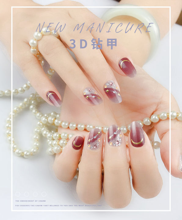 Cny Nail Art Sticker Full Wraps D Pearl Diamond Hot Stamping Waterproof Chinese New Year