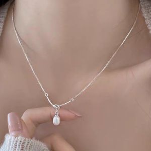 Affordable Luxury Titanium Pearl Necklace Versatile Piece for Office Romantic Occasions