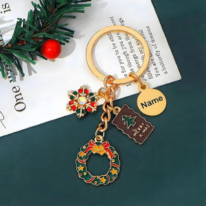 Personalized Christmas Keychain Santa Claus Candy Christmas Tree Gift Keychain Jewelry Pendant for Student Teacher