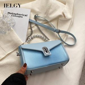 IELGY womens niche solid color chain messenger bag