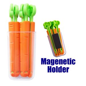 5pcs Carrot Cactus Sealing Clip Food Snack Kitchen Bag Sealer Magnetic Holder Keep Fresh Food Snack Sealing Clip