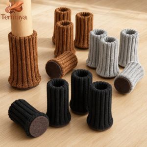 24 Pcs Knitted Chair Leg Socks Non Slip Furniture Feet Covers Floor Protectors Reduce Noise Fit Round Square Furniture Legs