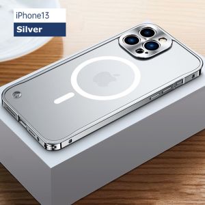 Metal Phone Case For iPhone 16 15 14 13 12 11 Pro Max Magsafe For Iphone 12 Promax 13 Mini Aluminium Covers Casing Wireless Charging