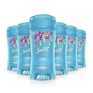 Secret Antiperspirant and Deodorant for Women 48 Hr Odor Protection Clear Gel Lavender Scent 2.6 Oz (Pack of 6)