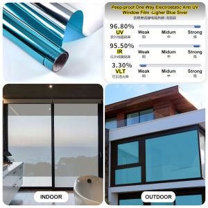50/60/70/80X200cm Anti-uv Electrostatic No Glue Privacy Protect Window Tinted Film Peep-proof One Way Visible heat installation Car Solar Reflective Window Sticker