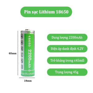 PIN SẠC 3.7v 4.800MWH 18650 MÀU XANH CHO LOA PHÁP LOẠI 1 XỊN Pin Sạc Lithium-ion 18650 4.2V 2200mAh