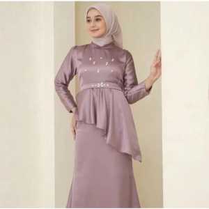 Jamila Dress Kondangan Simpel Elegan Gamis Satin Seragam Bridesmaid Pesta Terbaru