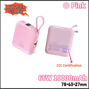 SG Stock [3 CCC] 66W Fast Charging 10000 Mah Large Capacity Power Bank Portable Charger compatible with iOS and type-c  WITH CABLES PORTABLE CHARGER. 2-3Working Day Delivery