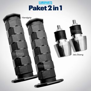 PAKET HANGRIP model OCTAGON + JALU stang PCX SET KIRI KANAN universal SEMUA MOTOR Nmax Pcx Beat Vario Scoopy Revo Supra Sonic Mio Xeon Jupiter Maxi Lexi Aerox Xride Fino Soul Freego  R25 KLX Crf  DLL PNP TINGGAL PASANG HANGRIP HAND FAT GRIP JALU STANG