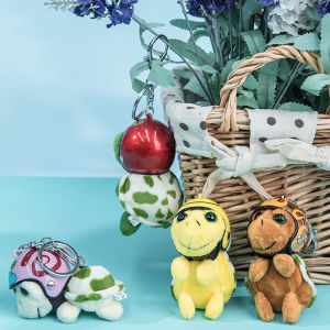 Minwen Kawaii Helmet Sea Turtle Keychain Cute Animal Plush Key Chain Mobile Phone Charms Car Bag Pendant Children Toys Gift