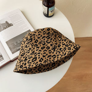 【WJ】Fashion Leopard Print Fisherman Hat Rretro Double-sided Sun Protection Hat for Womens