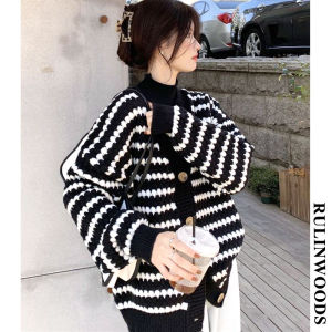 RULINWOODS sọc cardigan của phụ nữ cardigan giản dị