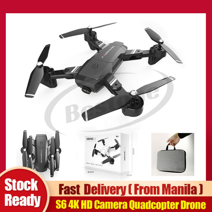 【COD】S6 4K HD Camera Foldable RC Quadcopter Drone Foldable Auto Return  Follow with Real Time Remote control Quadcopter Mini Hold Compatible for