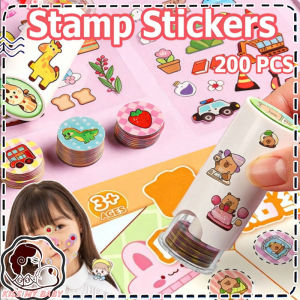 200pcs Cartoon Magic Stamp Stickers Waterproof Seal Stickers DIY Preschool Reward Stamp Kids Gift Mainan