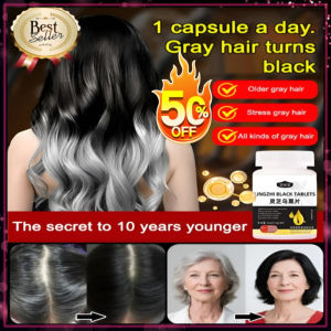Reishi Black Hair Supplement Daily Use For Adults/Men Women/Black Hair Nutrition/Herbal Support/Thinning Hair Care/Restorative