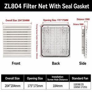 PHYSILOLOGY UNINHABITED86ED8 ABS Vent Grille Waterproof White Vent Filter Air Ventilation System Dustproof Air Vent Electric Cabinet