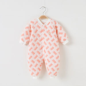 Baby Warm Pure Cotton Suit Seamless Infant Autumn Three-Layer Quilted Romper Newborn Winter Outdoor Clothing