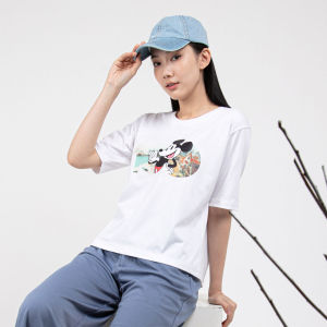 Forest X Disney 100 Year of Wonder Mickey Ladies Airism Cotton Round Neck Oversized T Shirt Women - FW820070