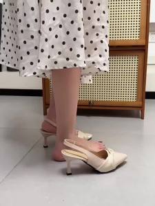 [Free Shipping] Elegant and mature style 2026 summer new womens pointed-toe high-heeled sandals with open back and stiletto heels suitable for pairing with dresses