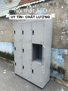 Tủ hồ sơ locker sắt 9 cửa có chìa khóa mỗi ngăn cao 1m8 ngang 1m2 tĩnh điện