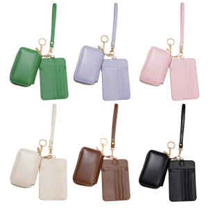 Duals Pouch Wristlet Keychain Wallets with Detachable Zippers Purse Holder Portable Mini Wallet Women Men