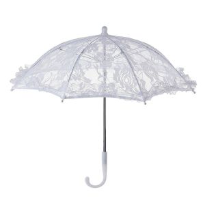 LABAICAI Lolita Womens Lace Umbrellas Hollowed Out Mesh Flower Wedding Decoration Props Photography Props Elegant White Lace Parasol Wedding Party Supplies