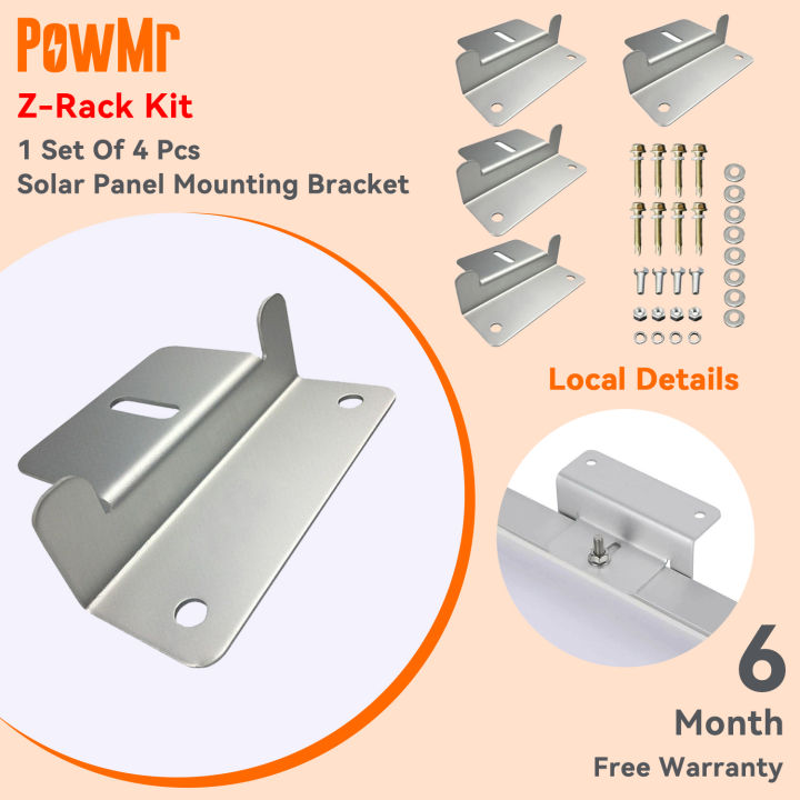 Solar Mounting Kit Rv PowMr 1 Set Solar Panel Mounting Z-Types Solar Mounting Kit Set of 4 ...