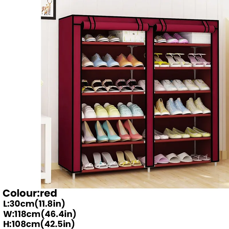 Layers Shoe Rack Space Saving Shoe Cabinet Stainless Steel Home Use  Simple Slipper Shelf Colorful Dustproor Shoe Rack