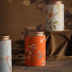 ZYJC สไตล์จีนใหม่ กระป๋องชากระป๋อง ว่างเปล่า มินิมินิ โถเก็บชา สะดวกสบายๆ กลมกลมๆ กล่องบรรจุภัณฑ์ชา บ้านในบ้าน