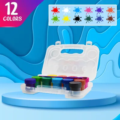 FCI Poster Paint Set 6 Colors / 12 Colors – 20ml Paint Bottles with Brush & Case | Kids Art Supplies for School Crafts & Creative Painting Activities