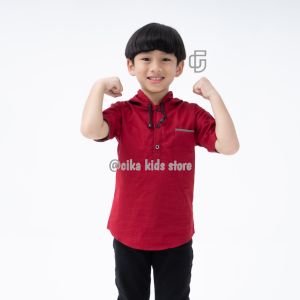 Kemeja Hoodie Maroon / Kemeja anak laki laki terbaru 2025 / 100% bahan cigaret / CIKA KIDS STORE