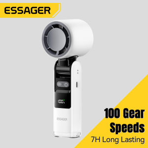 Essager High speed Hand-Held Fans 4000mAh 100 Speeds Digital Display Flashlight Type C Charge Cooling Wind Desk Fans Foldable Refrigeration Stand Fan Portable Hand Table Mini Refrigerable High-speed Fan