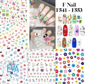 Set 6 Mẫu Sticker Dán Móng Tay 3D Dạng Decal Dán Móng Chống Nước F Nails Series Hoạ Tiết Bông Hoa Nhiều Mẫu F540-F553