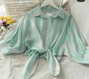 Aesthetich colourful kemeja crop top// model baju ala korea