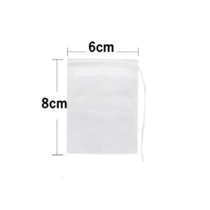 100Pcs Disposable Tea Bags with Drawstring Non-Woven Fabric Empty Tea Bags Tea/Herb/Coffee Seal Filter Mesh Bag Kitchen Tools