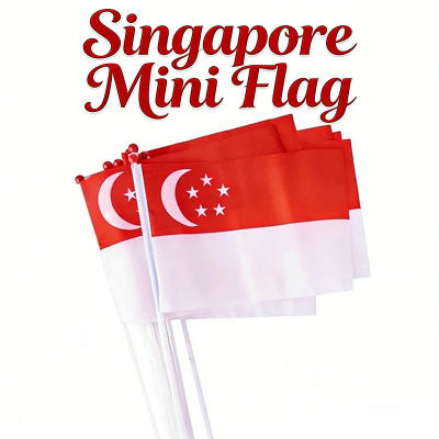 Singapore National Day Hand Held Waving Mini Flag 14x21cm Party Festival Celebration Decor