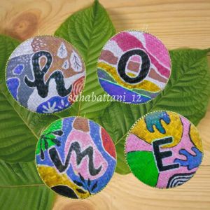 Tampah bambu mini hias motif abjad A-Z untuk dekorasi - tampah bambu hias walldecor